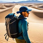 사막 캠핑을 위한 필수 준비물 - **Hydration and Smart Nutrition in the Desert**
    "A solo adventurer in the vast, golden dunes of ...