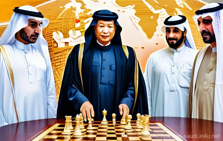 사우디아라비아 내 미국과의 관계 - **Prompt:** A dynamic, futuristic cityscape inspired by Saudi Arabia's Vision 2030 megaprojects like...