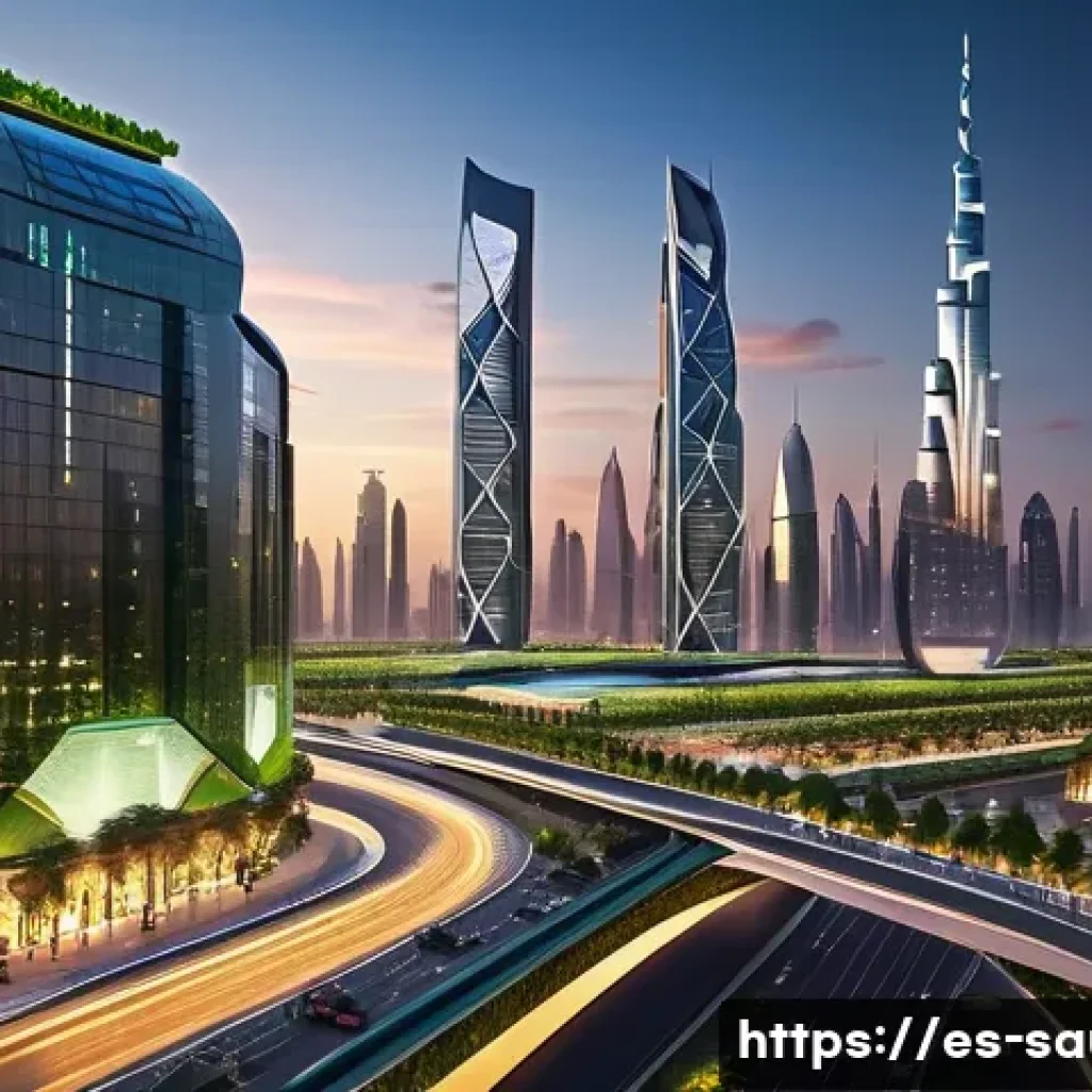 사우디아라비아 주요 투자처와 산업 발전 - A futuristic Saudi Arabian smart cityscape at sunset, showcasing advanced infrastructure with sleek ...