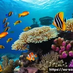 Home 22 사우디아라비아 해양 생물 및 수족관 - A vibrant underwater scene in the Persian Gulf featuring colorful Acropora coral reefs with intricat...