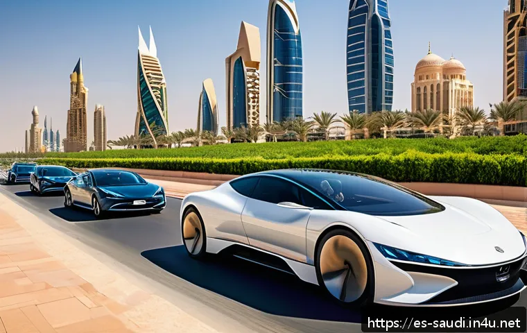 사우디아라비아와 UAE의 차이점 - A futuristic smart cityscape in Saudi Arabia featuring NEOM&rsquo;s visionary architecture: sleek, eco-fri...